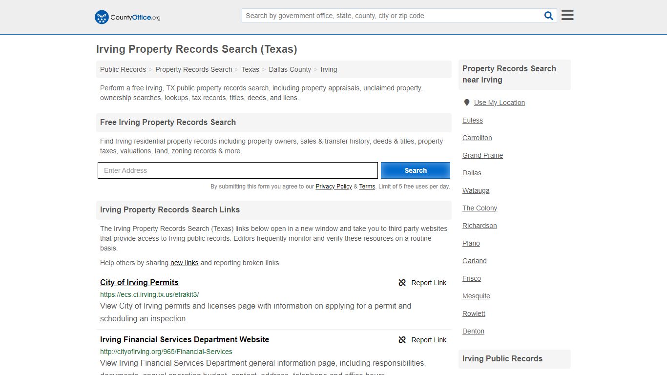 Irving Property Records Search (Texas) - County Office